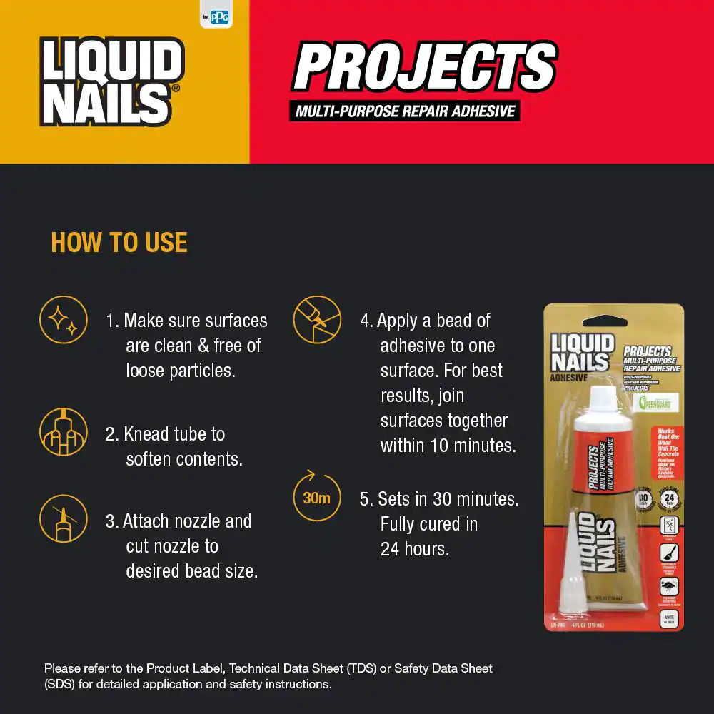 4 Oz. White Latex Glue for Small Projects and Repairs