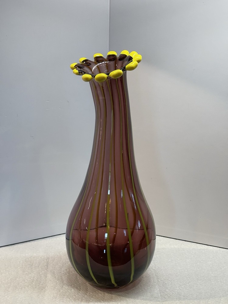 Eastern Curved Purple and Yellow pulled vase