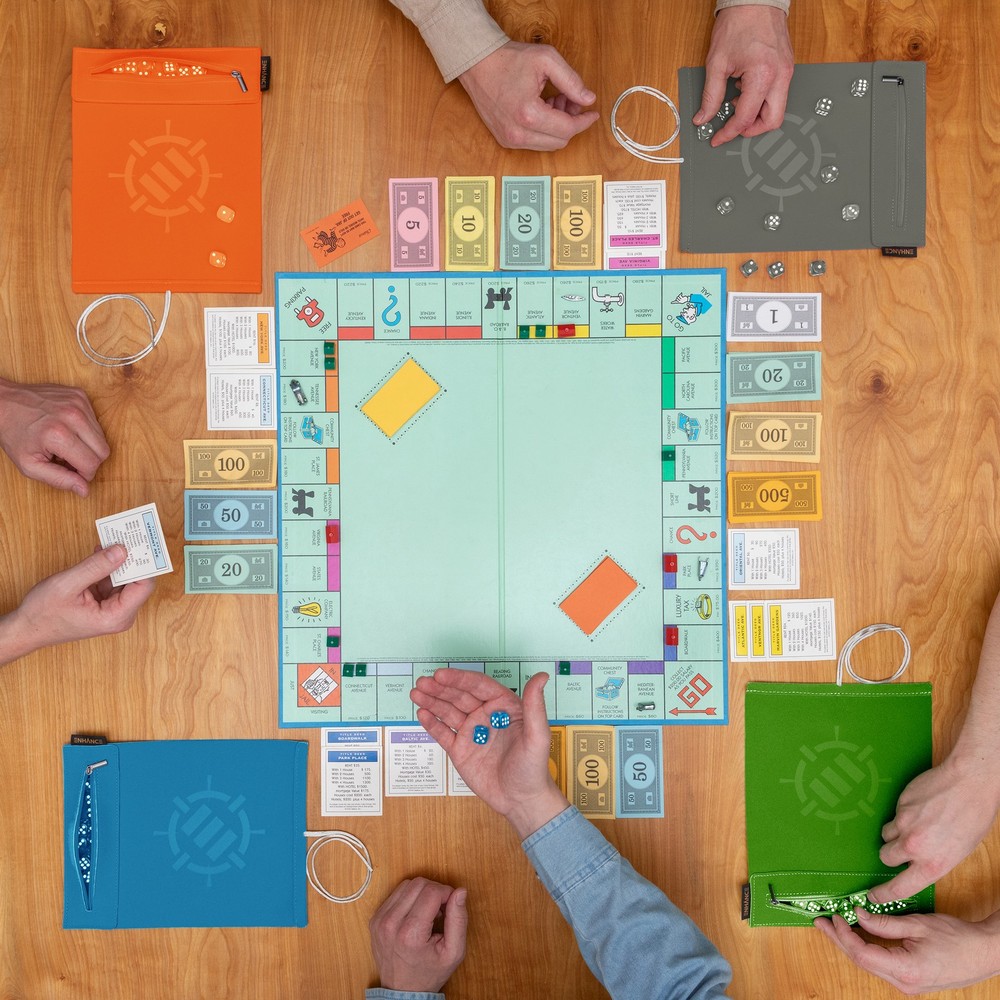 ENHANCE Roll on a Scroll™ Dice Rolling Mat & 12pc 6 Sided Dice Set