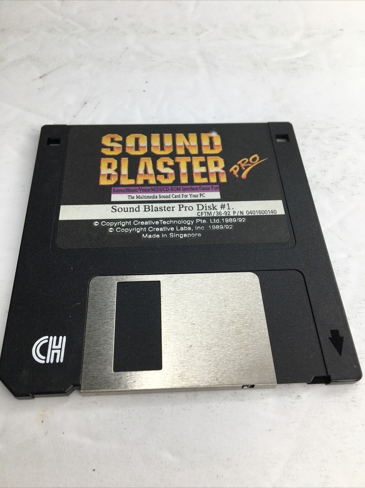 Sound Blaster Pro Disk 1- 3.5" floppy disk 1989/92 Creative Labs Tech Rare!