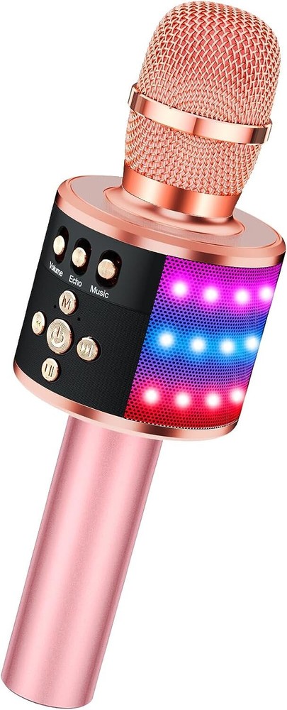 BONAOK Bluetooth Wireless Karaoke Microphone with LED Lights,4-in-1
