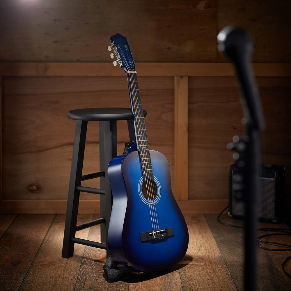 38-Inch Beginner Acoustic Guitar Package (Blue), Basic Starter Kit W/Gig Bag, St