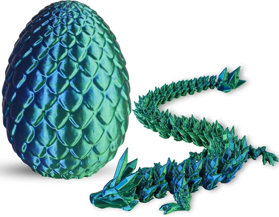 3D Printed Dragon Eggs with 12" Dragon Laser Green Dragon Egg Fidget Toy Gift