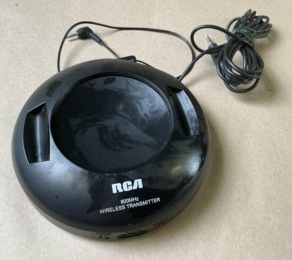 RCA WHP160T 900MHz Wireless Audio Transmitter Black Base Station UHF 3.5mm Jack