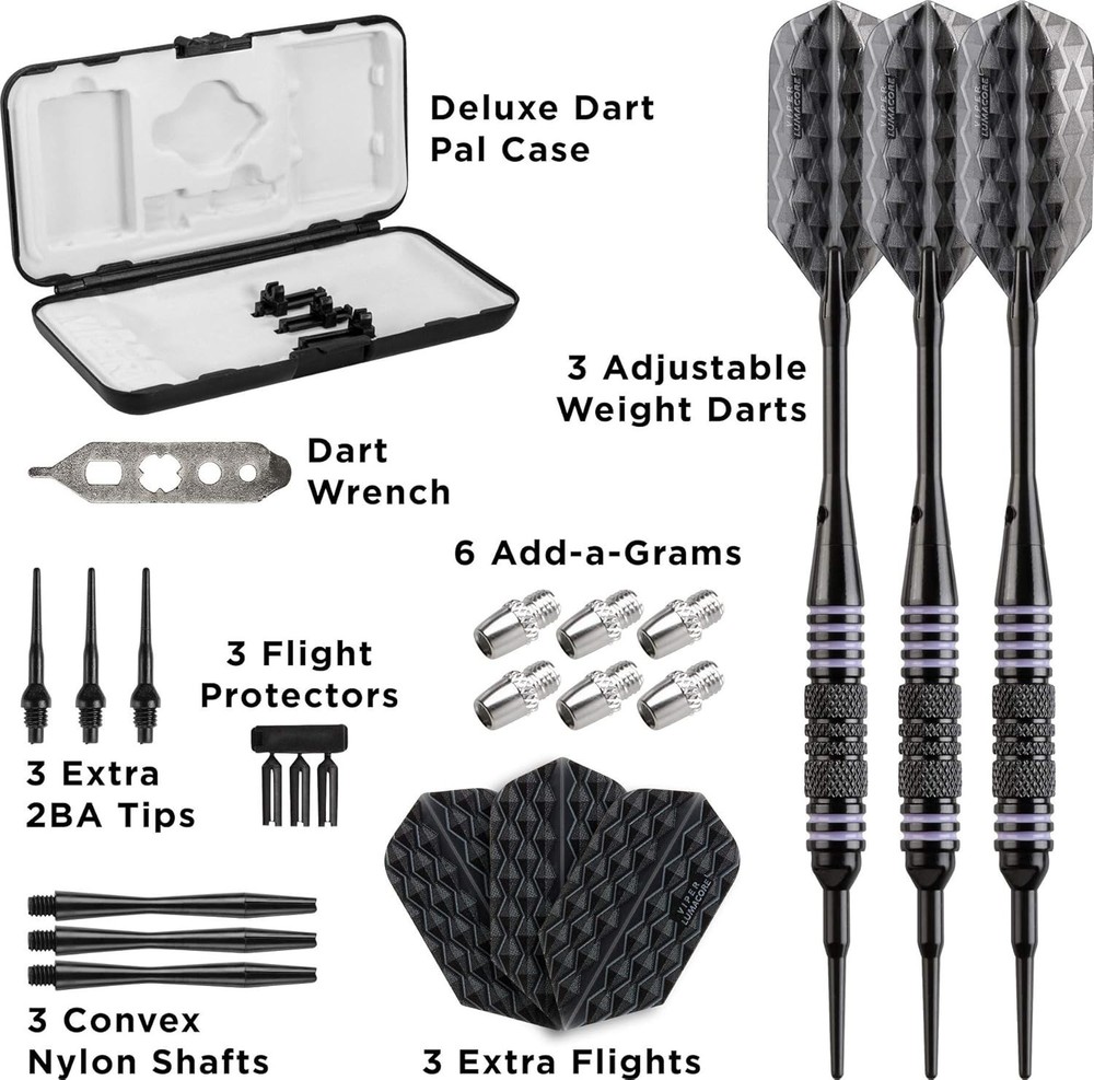 Bobcat Adjustable Weight Soft Tip Darts with Storage/Travel Case