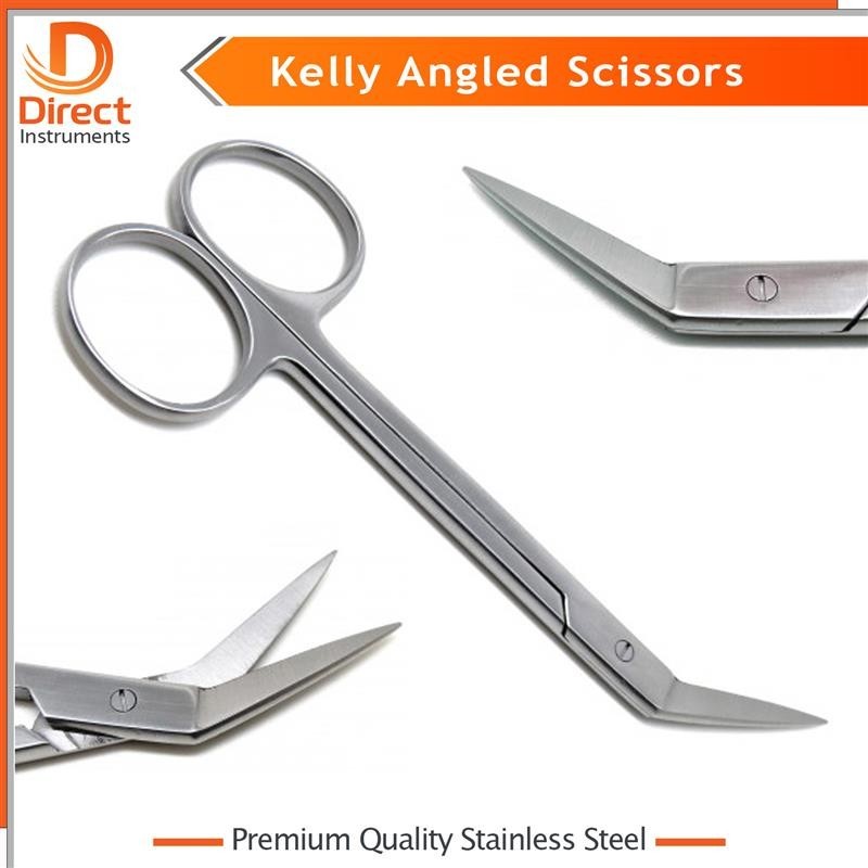 Iris Scissors, 4.5", Angled on Side, Sharp Tips, Premium German Stainless