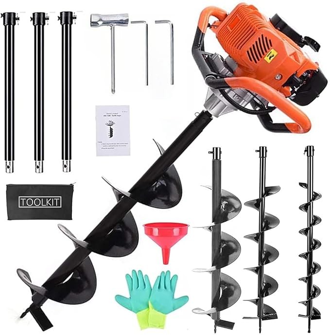 62CC 2-Stroke 7500RPM Gas Powered Earth Auger Digging Machine Post Hole Digger