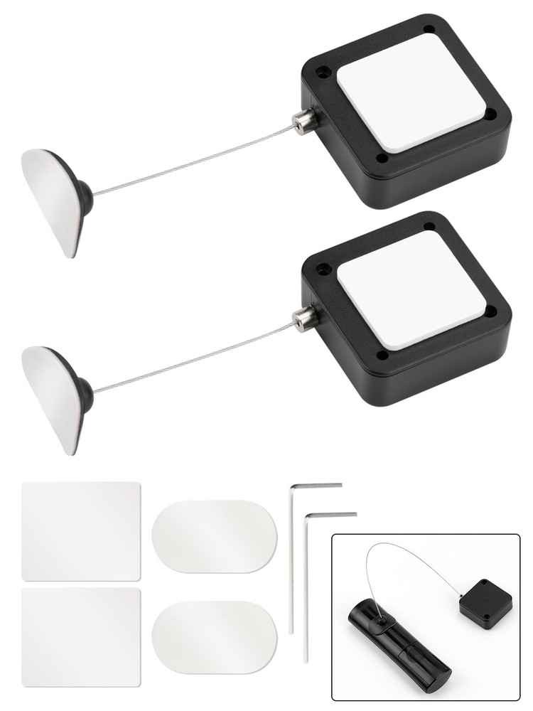 EKZ 7.5 ft Retractable Remote Control Cable Tether Lock with 2 Pcs, Black