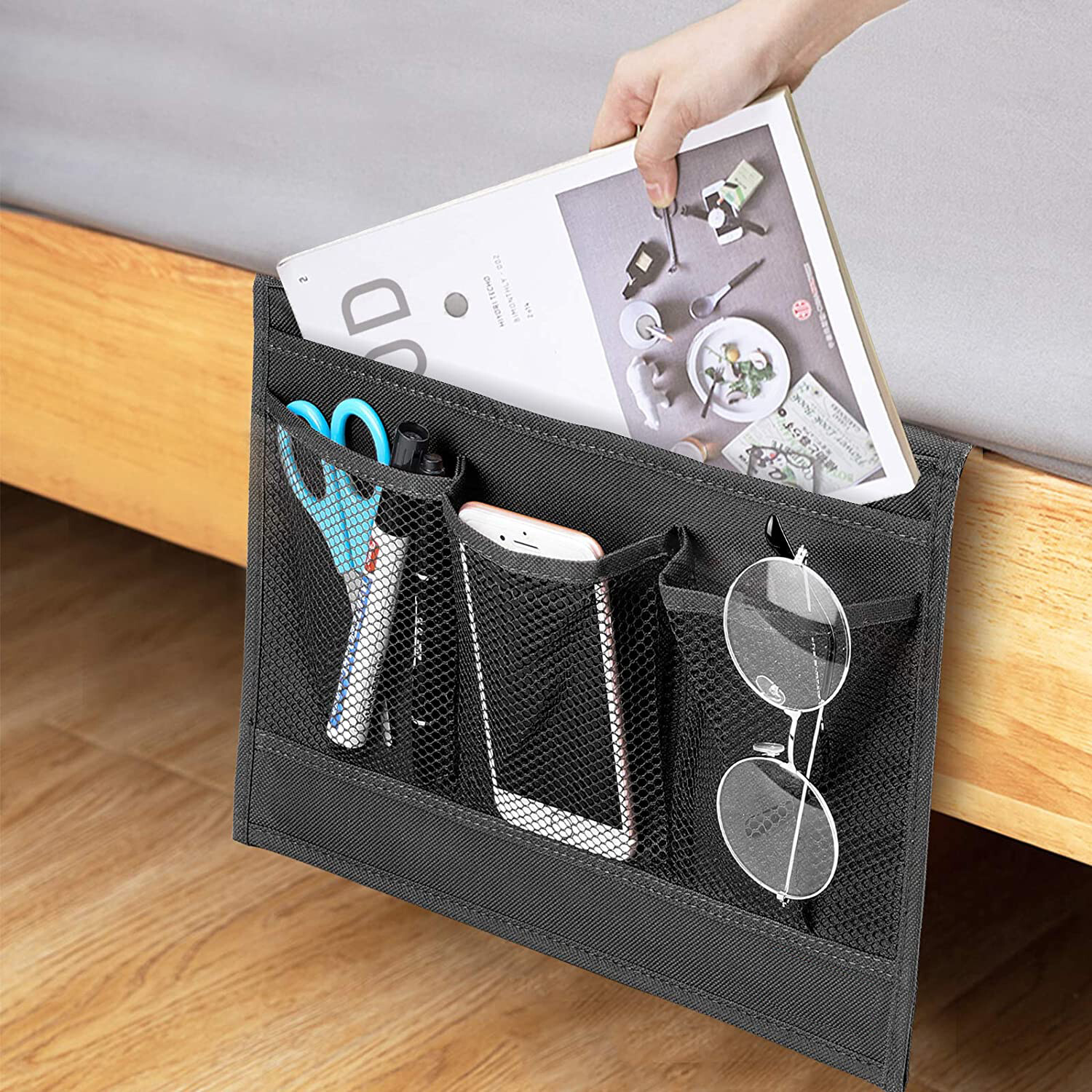 Bedside Caddy Storage Organizer Remote Control Holder Bag Pocket Couch Sofa