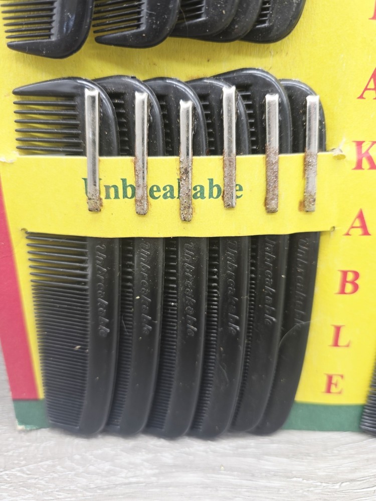 1950s PARADE Unbreakable Comb Store Display 22 Count, Bright Colors.