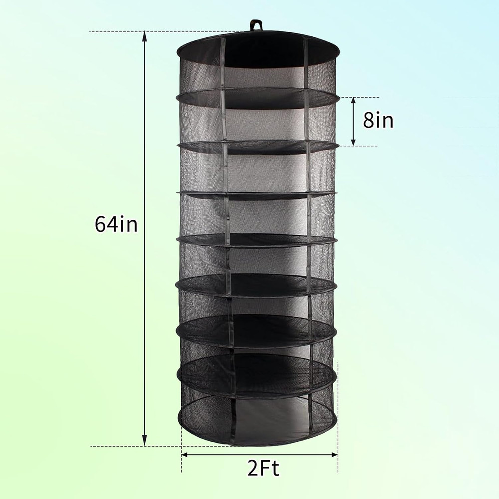 Herb Drying Rack, 2Ft Diameter 8 Tiers Hanging Mesh Drying Rack W/Garden Pruning