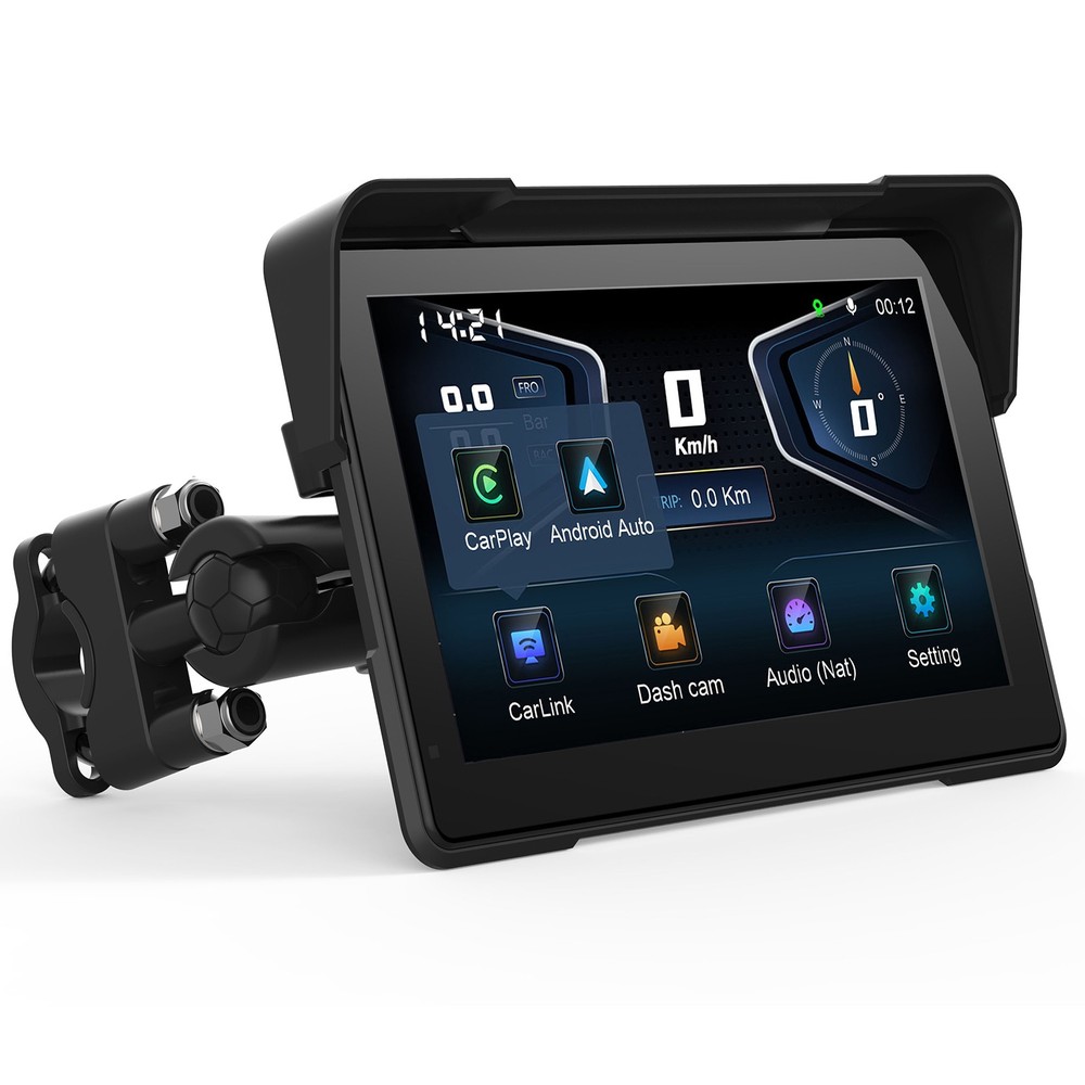 7Inch Motorcycle Navigation GPS Wireless Carplay Android Touch Screen +TPMS +CAM