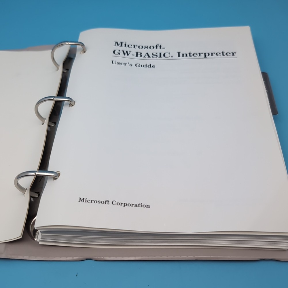 Microsoft GW-BASIC User's Guide and User's Reference Manual in Binder 1986