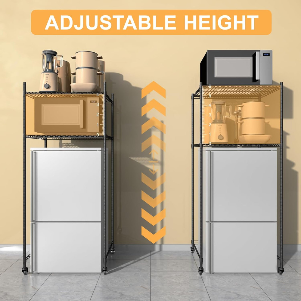 Mini Fridge Shelf, Height Adjustable Mini Fridge and Microwave Stand, over Mini