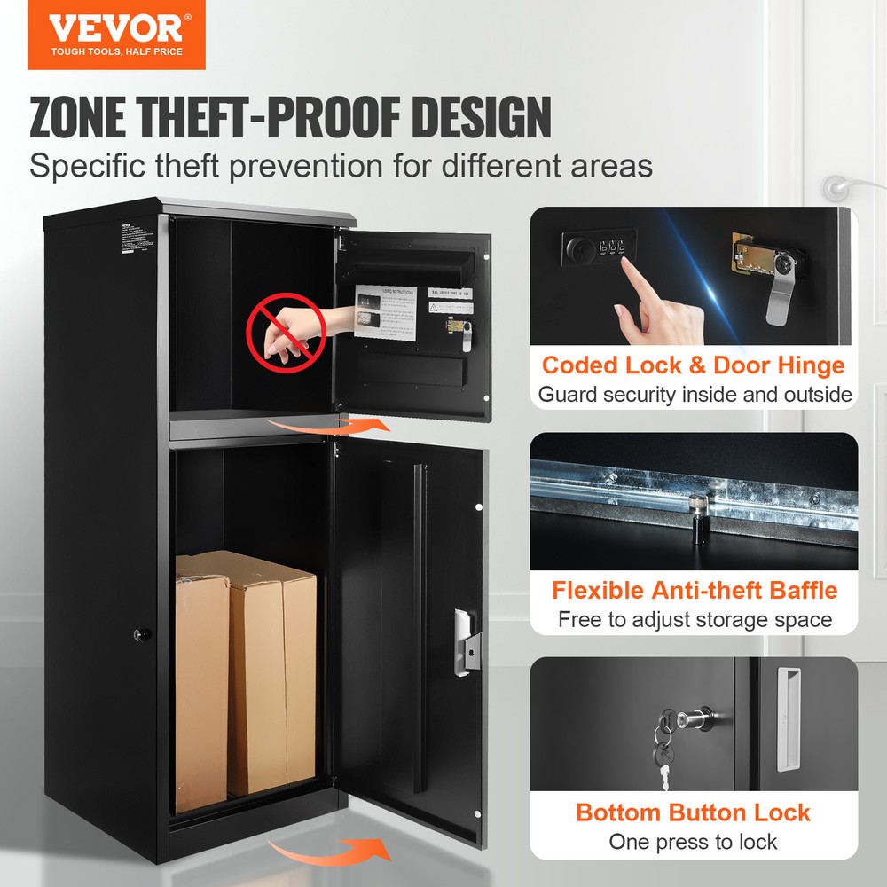 VEVOR Package Delivery Boxes for Outside Delivery Box 16.2"x15.8"x44" Coded Lock