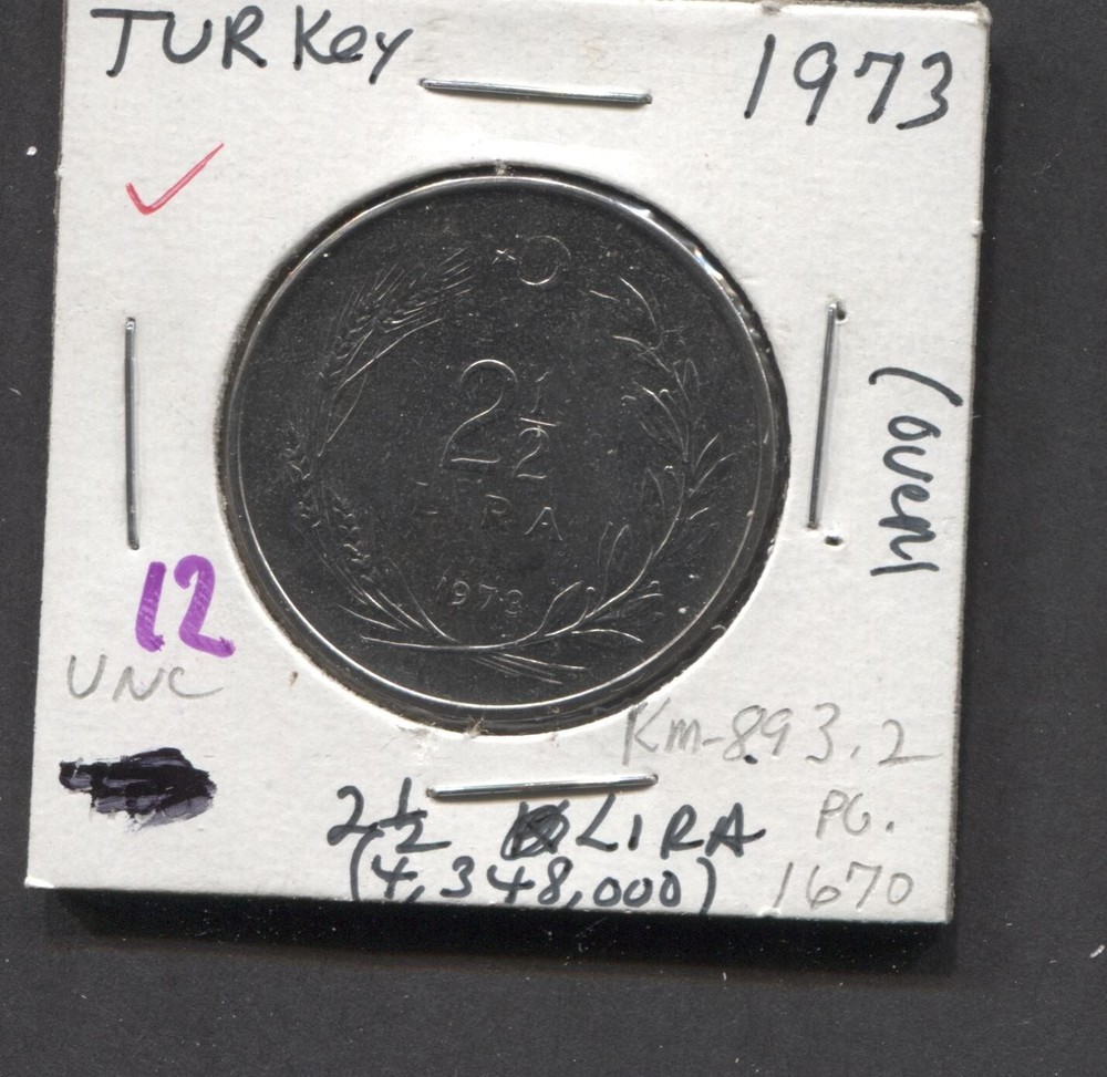 1973-Turkey-UNC/2 1/2 Lira