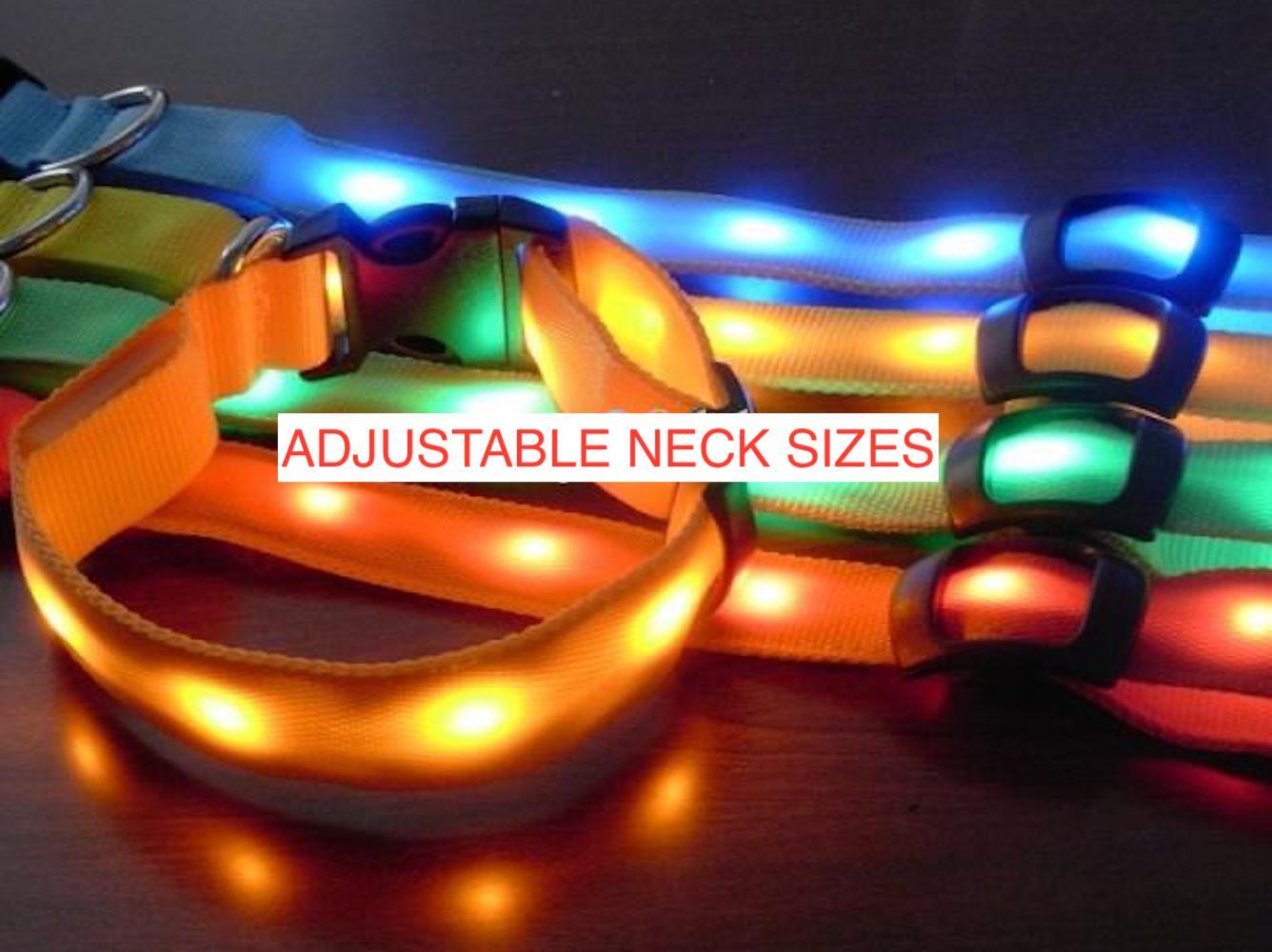 RECHARGEABLE LED PET GLOW COLLAR dog cat safety neck harness flash light USB