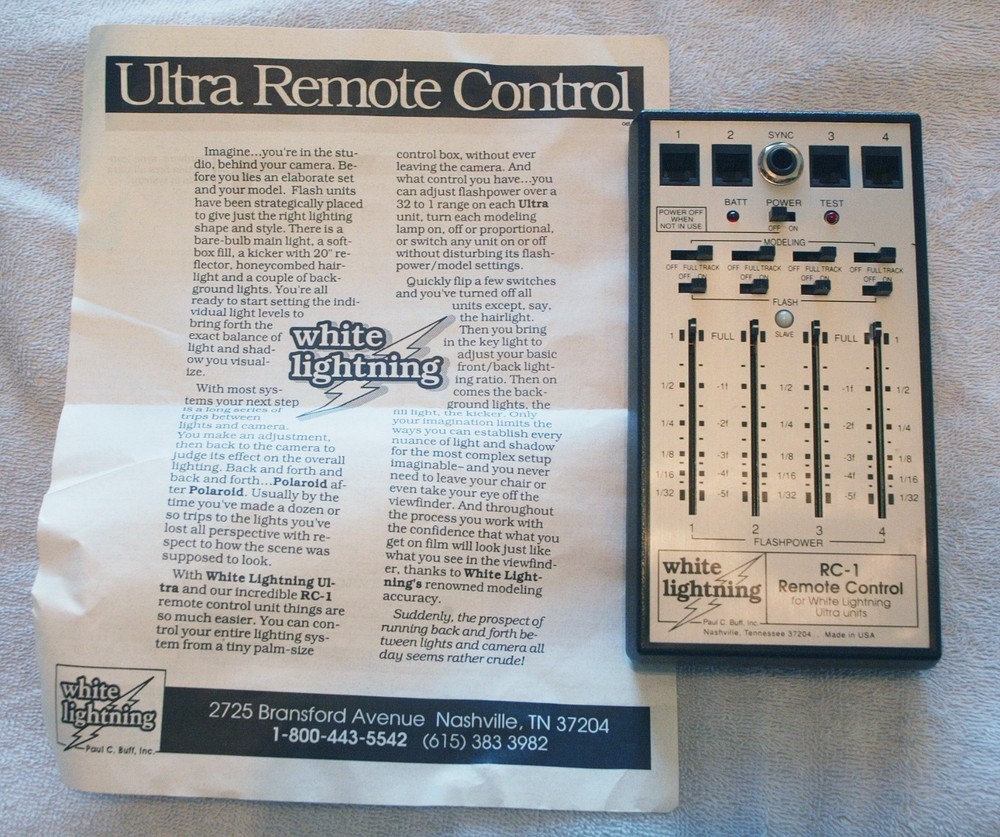 White Lightning RC-1 Remote Control For White Lightning Flash Units = tested!
