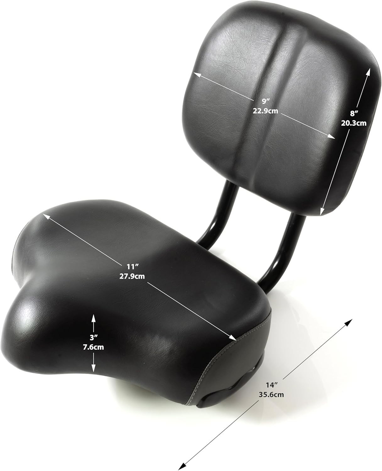 Bike Seat w/ Backrest Extra Wide Padded Saddle,Tools & Microfiber Cleaning Cloth