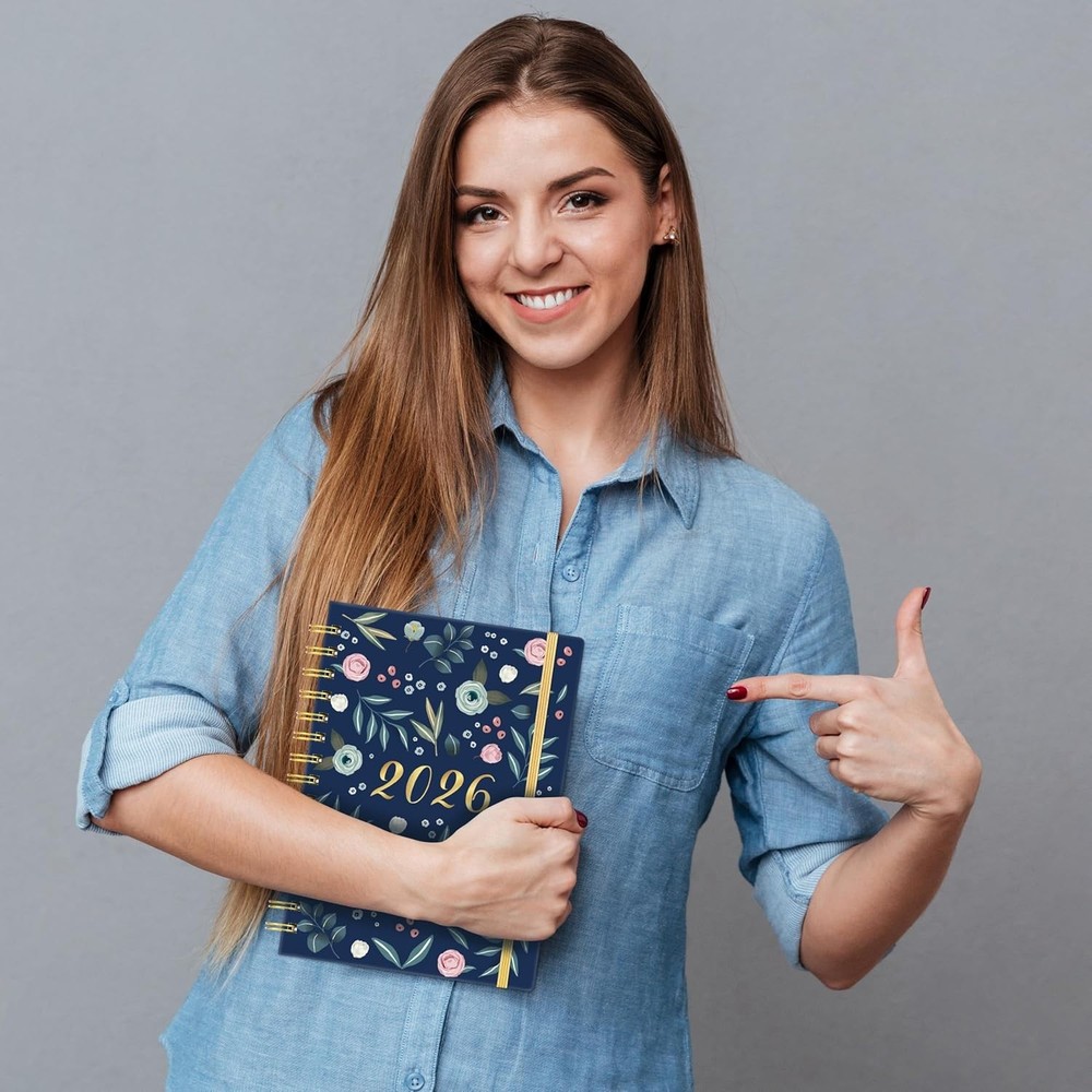 Portable Floral Planner 2026: Ample Writing Space with Elastic Closure Strap