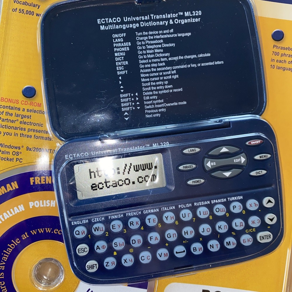New Ectaco ML320 Universal Translator 10 Languages Dictionary & Organizer
