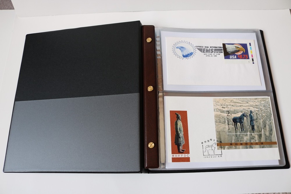 **New 100 First Day Covers & Postcards Album (Brown) & Extra 10 US FDCs 4 FREE.