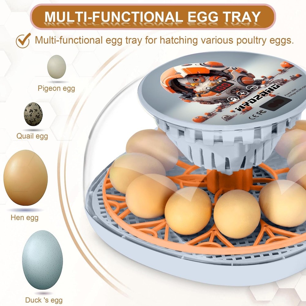 Smart 12 Egg Incubator with Automatic Turner for Poultry - Precise Temp Control