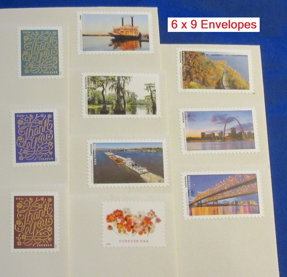 10 Stamped Envelopes - FOREVER  6x9