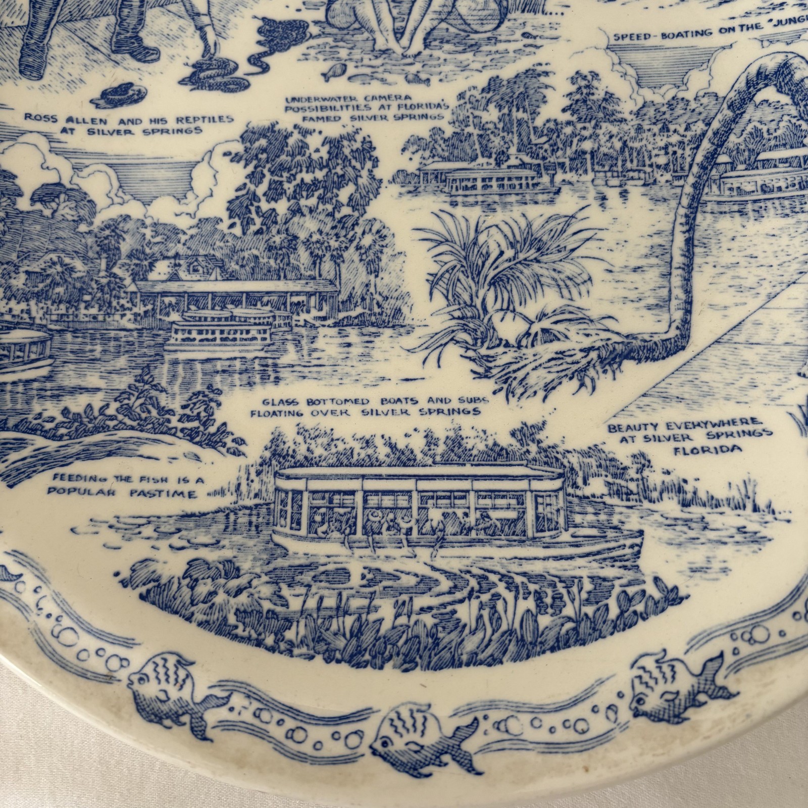 Silver Springs, Florida Rare Vintage Souvenir Plate By Vernon Kilns Exc. Cond.