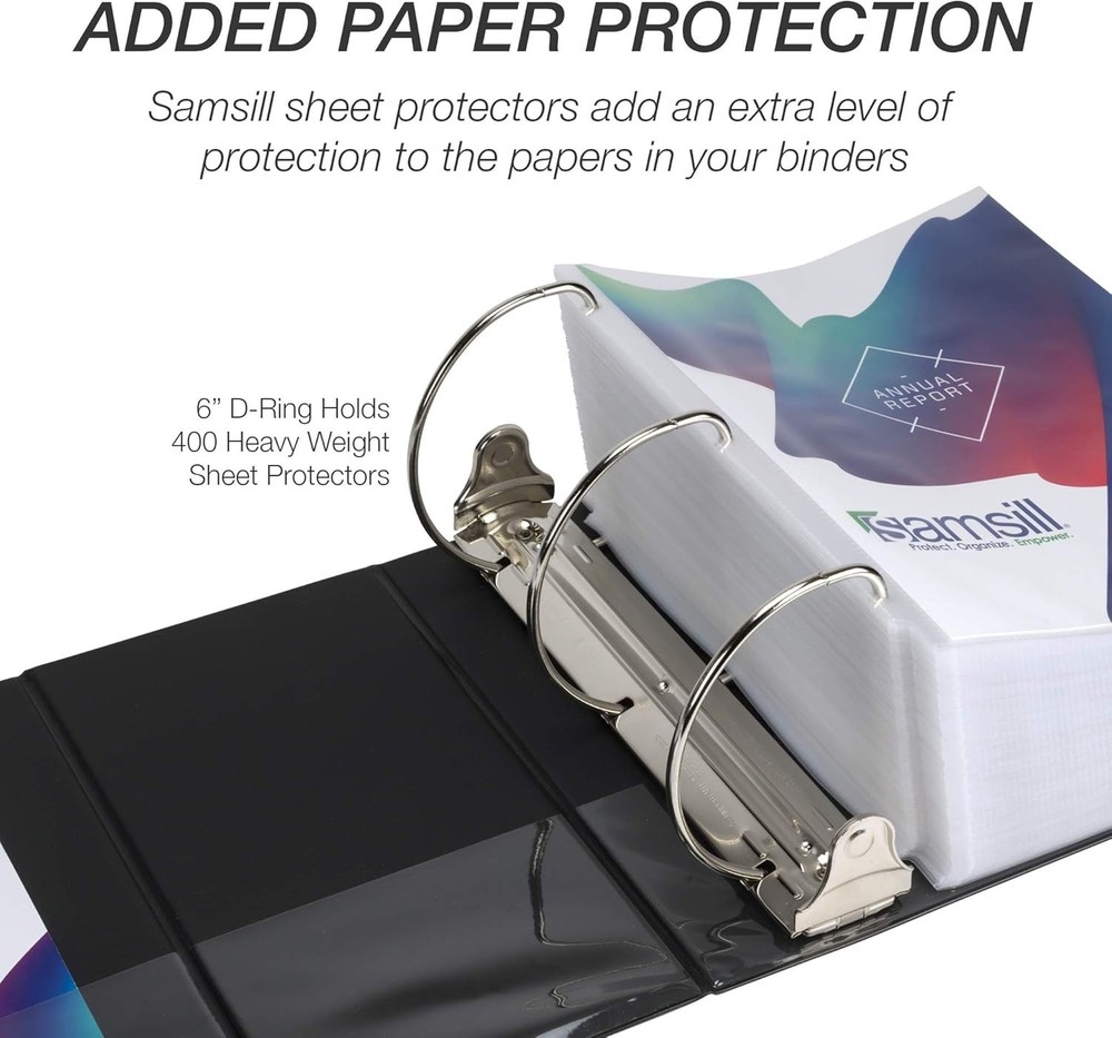 Durable 6-Inch 3-Ring Binder - Locking D-Ring & 100% Recycled Chipboard - 2 Pack