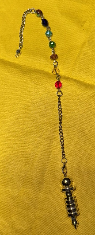 7 Chakra Crystal Pendulum (Gemstone Dowsing Pendulums, Chakra Pendulums)