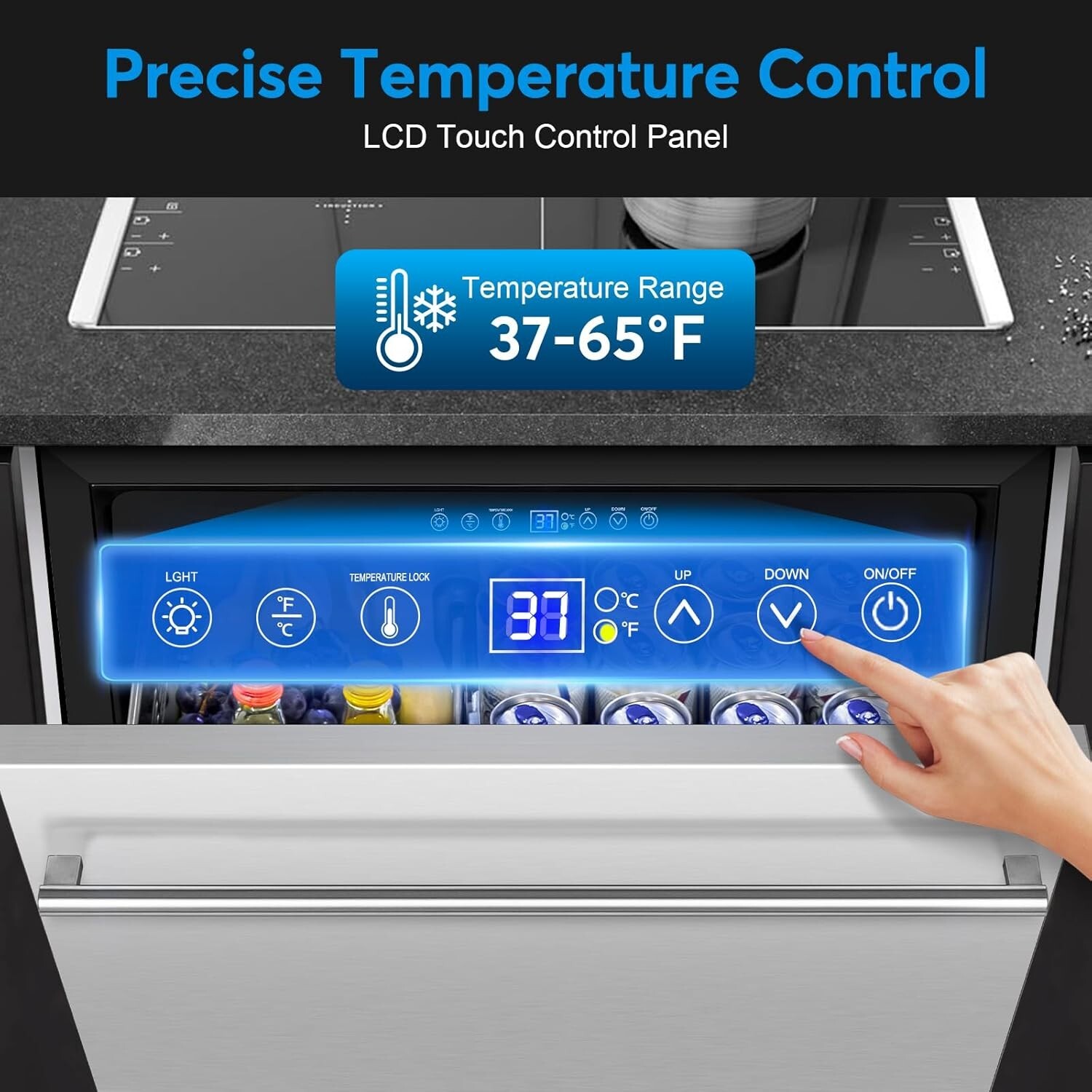 Under Counter Beverage Refrigerator 24in Outdoor Drawer Fridge Stainless Steel