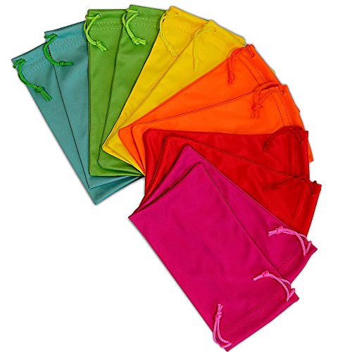 Sunglasses Case, Microfiber Drawstring Pouch, Safety Eyeglass Assorted Colors