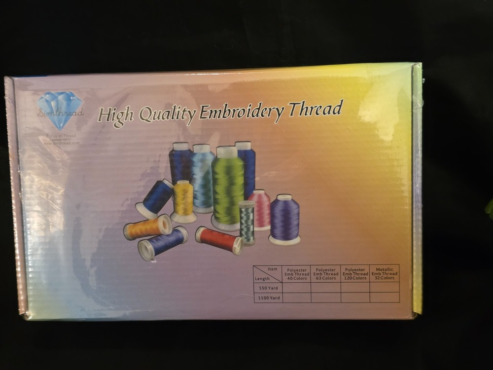NIB Sealed SIMTHREAD HIGH QUALITY EMBROIDERY THREAD 40 SPOOLS, POLYESTER