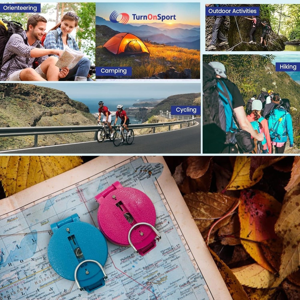 2-Pack Lensatic Compasses Hiking Backpacking Orienteering Compass Navigation ...