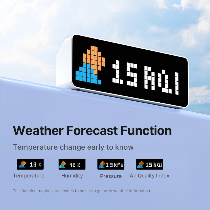 Ulanzi TC001 Pixel Desktop Clock Simultaneous Weather Forecast Pixelated Message