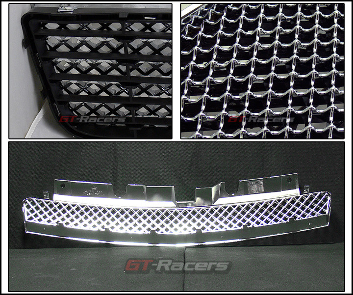 For 2006-2016 Chevy Impala/Limited Chrome Mesh Front Upper+Lower Bumper Grille