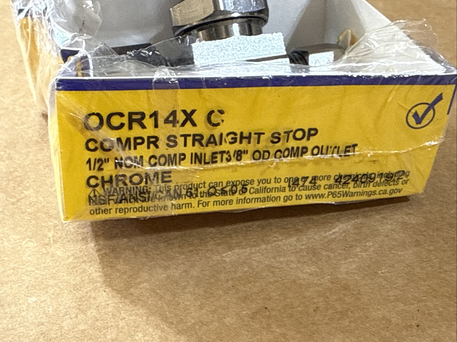 5-Pack BrassCraft OCR14X C 1/2 X 3/8 Compression Straight Stop Valve, New