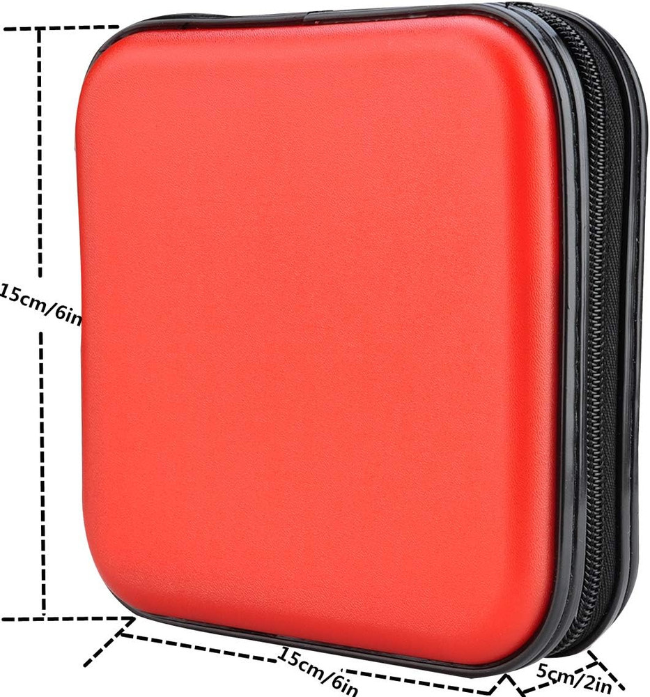 32 Capacity CD/DVD Wallet Hard Shell Case Portable Disk Storage for Car Red