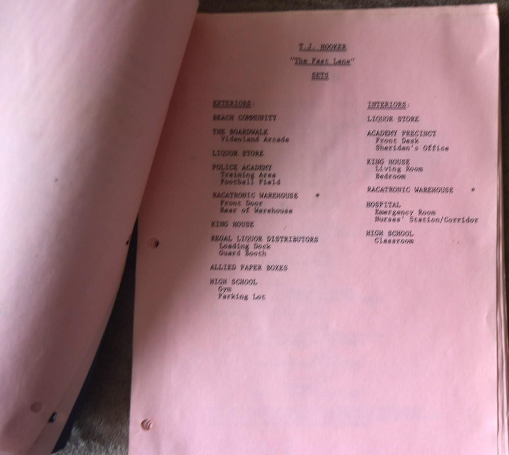 1982 T. J. Hooker "The Fast Lane" Original Final Draft Screenplay Script