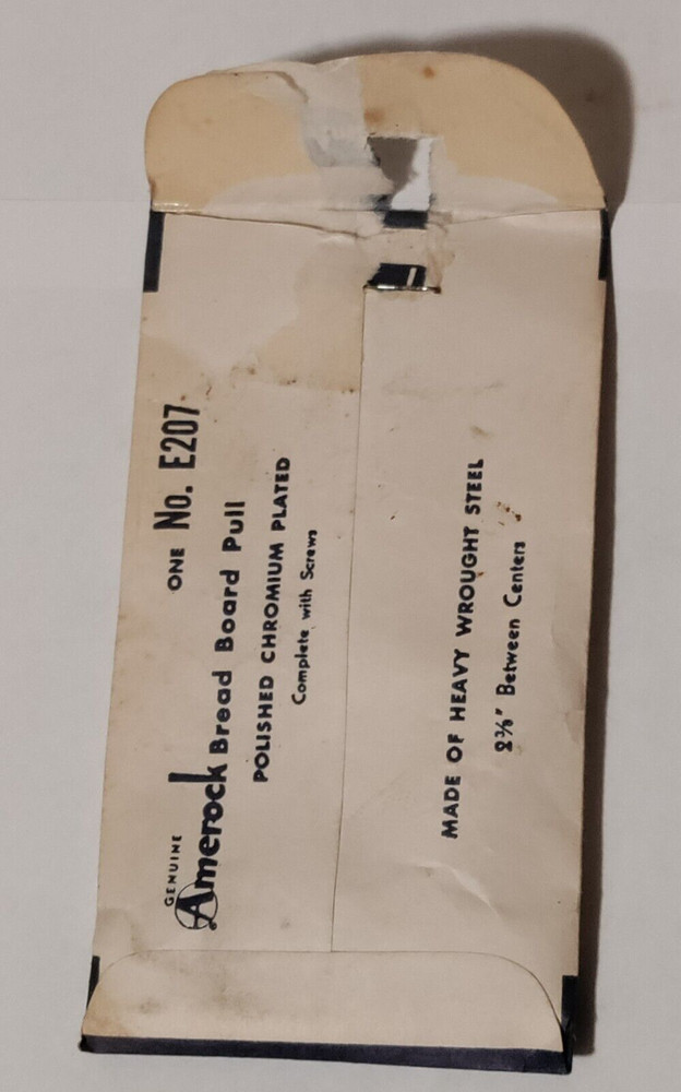 Vintage Amerock E207 Hardware Chrome Bread Board Pull Cabinet Drawer NOS