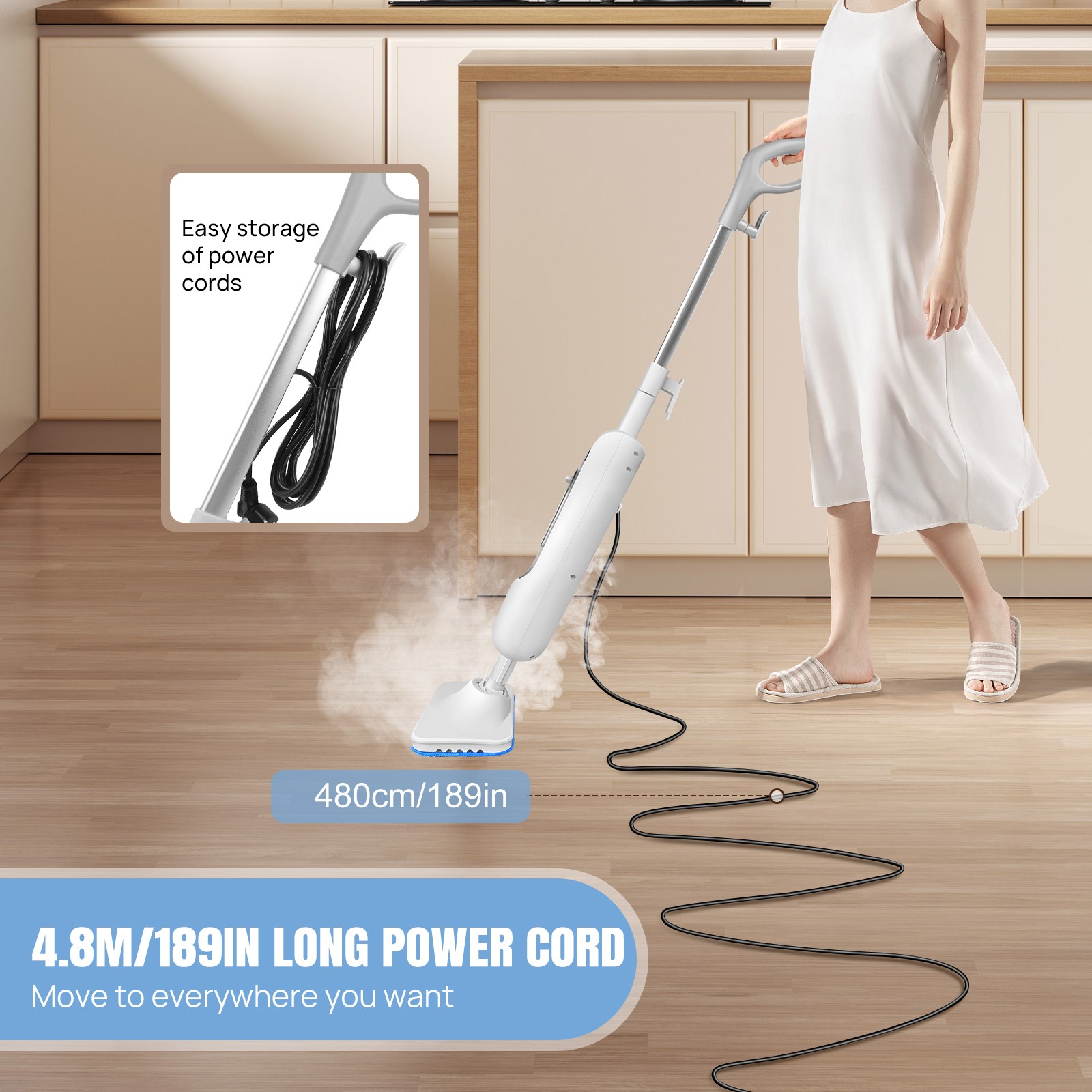 2500W Steam Mop Hard Wood Floor Cleaner with 2 Pads / Powerful Steam Cleaner