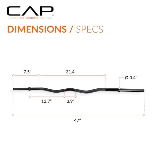 47" Standard Solid E-Z Curl Bar for Weightlifting, Strength Training, Home Gym