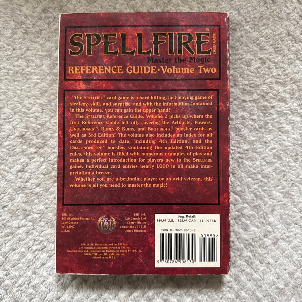 AD&D SPELLFIRE REFERENCE GUIDE Vol 2 Master The Magic Card Game 1154 TSR 1996