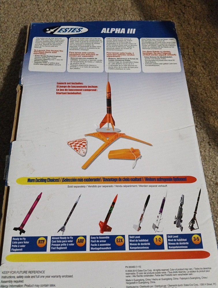 Estes 1427 Alpha III Model Rocket Launch Set E2X Model Rocket Kit 1150 Ft 351 M