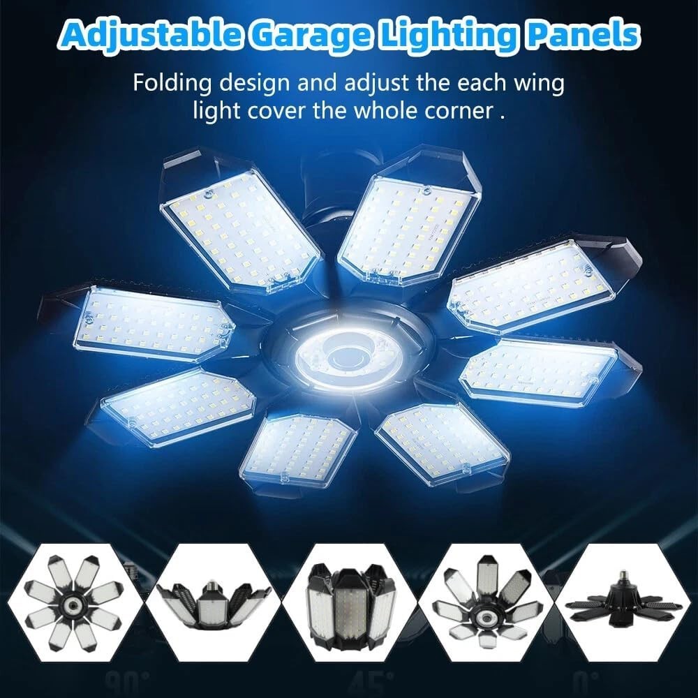 4 PACK 200W LED Garage Light Super Bright Shop Ceiling Lights Deformable