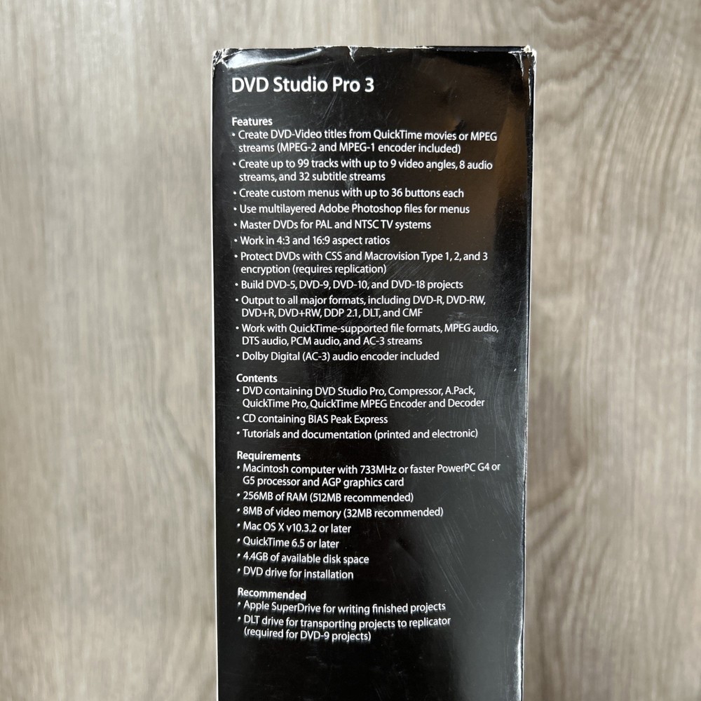 Apple DVD Studio Pro 3 Upgrade Professional DVD Authoring Software Complete