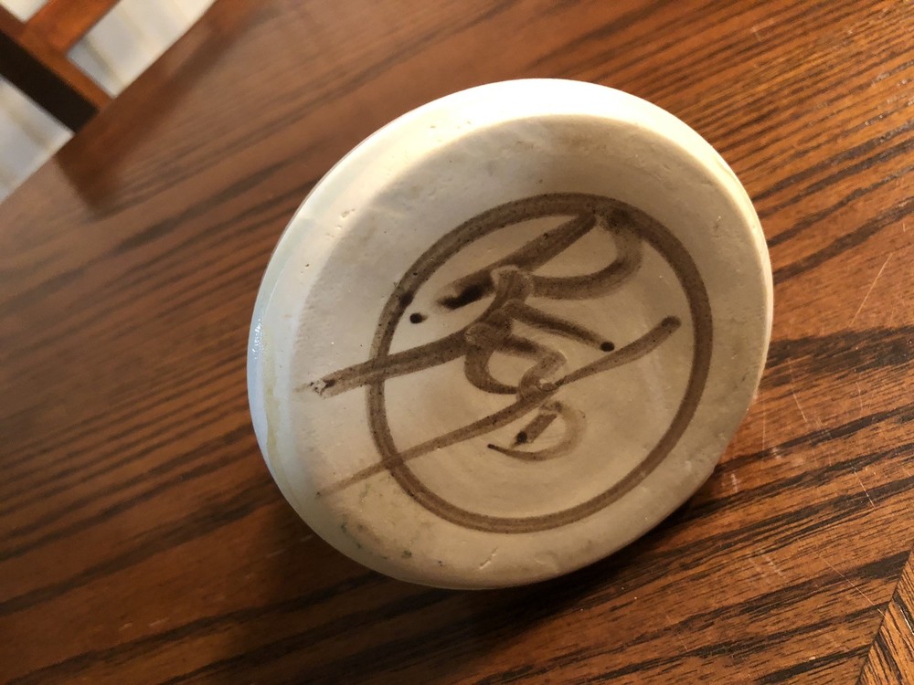 Ceramic Candle Holder Marked 96 And Signed Painted