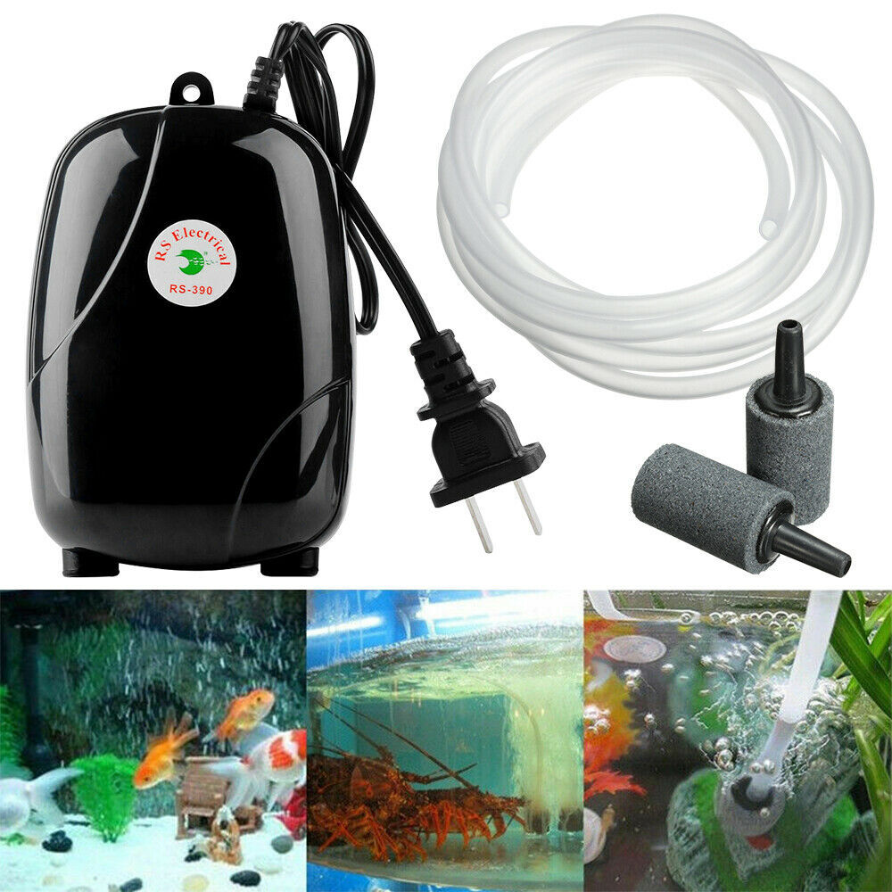 Silent Air Pump Large Aquarium Fish Tank Pump Hydroponic Oxygen 2 Outlet 5W Pump