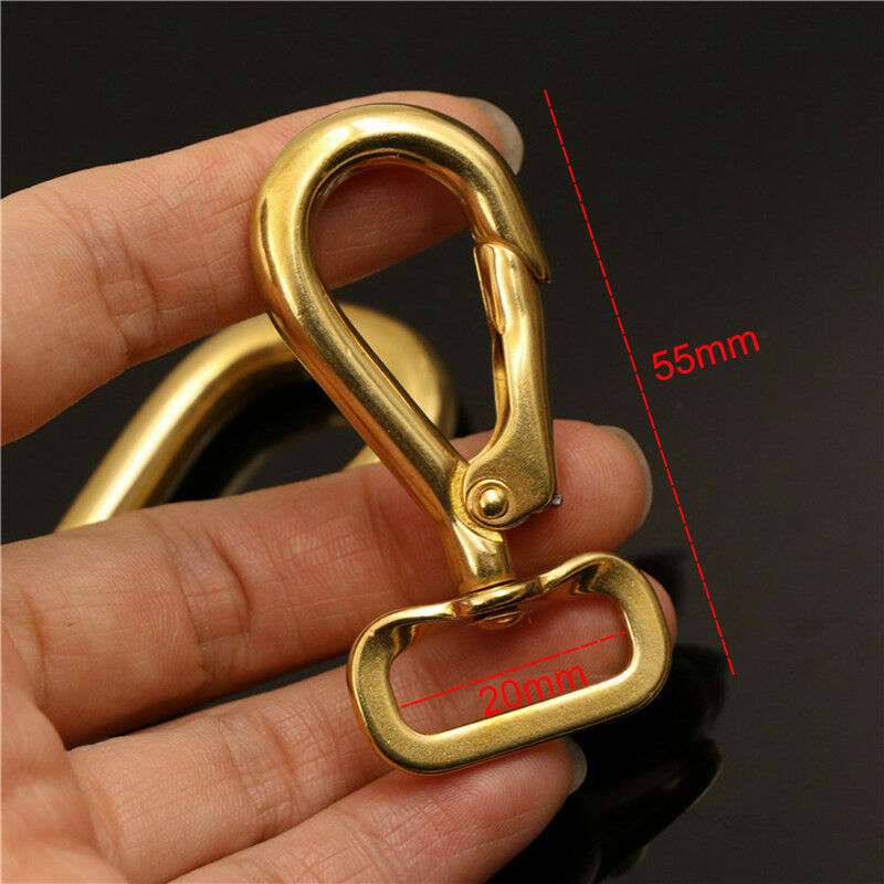 Solid Brass Swivel Eye Snap Hook Pet Leash Chain Clips Bag Leather Strap Clasp